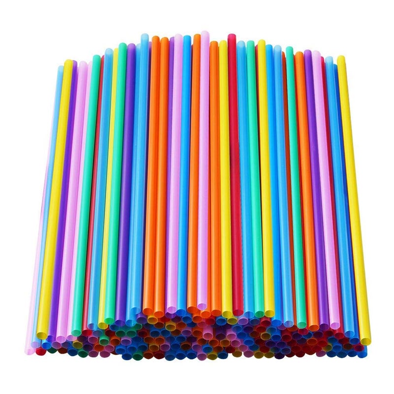 CVNDKN 200 Pcs Colorful Plastic Long Disposable Drinking Straws. (0.23''diameter and 10.2"long) - Image 1